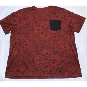 Aces & Idols Graphic T Shirt Mens XL Red Paisley Print Pocket Short Sleeve
